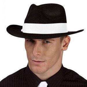 Black Fedora Hat with White Band